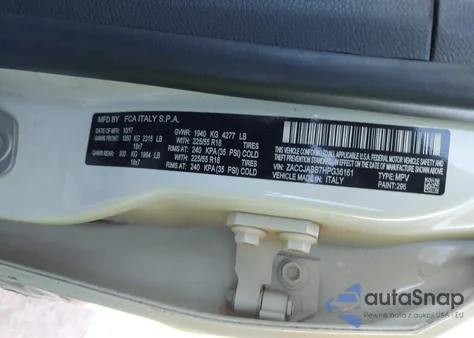 2017 Jeep Renegade Altitude Fwd z USA, uszkodzony, nr VIN ZACCJABB7HPG36161